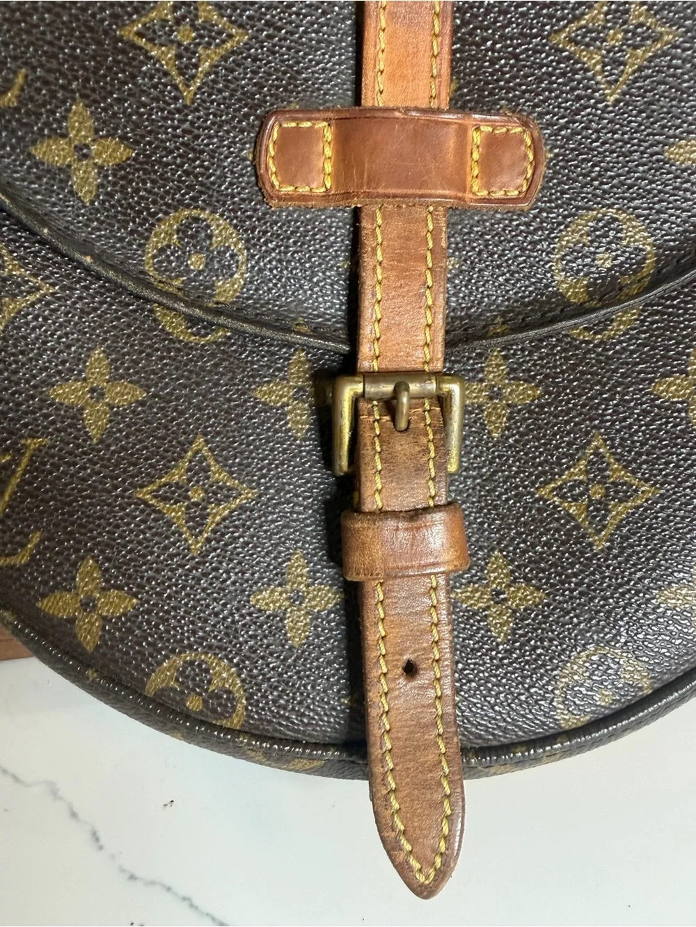 Vintage Louis Vuitton Monogram Crossbody Bag in Brown and Tan